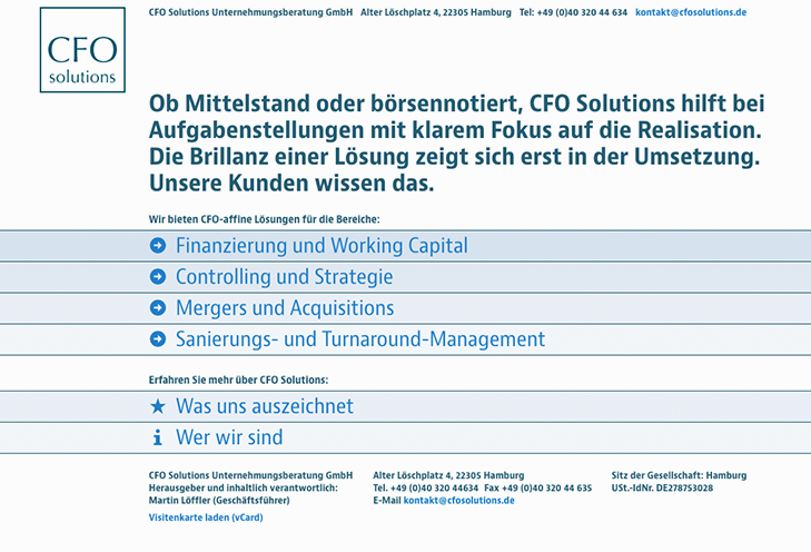 Bildschirmfoto von CFOSolutions.de