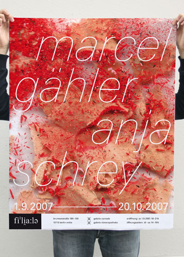Plakat für die Ausstellung von Anja Schrey und Marcel Gähler in der Galerie Filiale, Berlin